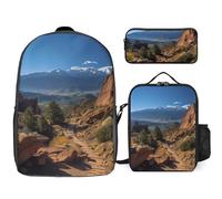 Zaino da 3 pezzi per donne e uomini, leggero, casual, borsa a tracolla, set con borsa termica per il pranzo e astuccio organizer Pikes Peak Colorado