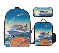 Zaino da 3 pezzi per donne e uomini, leggero, casual, borsa a tracolla, set con borsa termica per il pranzo e astuccio organizer per crociere estive in mare