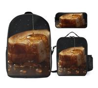 Zaino da 3 pezzi per donne e uomini, leggero, casual, borsa a tracolla, set con borsa termica per il pranzo e astuccio organizer pane con miele