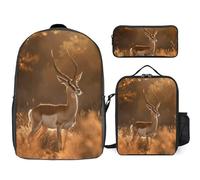 Zaino da 3 pezzi per donne e uomini, leggero, casual, borsa a tracolla, set con borsa termica per il pranzo e astuccio organizer in piedi sulla prateria