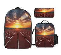 Zaino da 3 pezzi per donne e uomini, leggero, casual, borsa a tracolla, set con borsa termica per il pranzo e astuccio organizer per crepuscolo pista da corsa