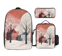 Zaino da 3 pezzi per donne e uomini, leggero, casual, borsa a tracolla, set con borsa termica per il pranzo e astuccio organizer case accanto all'altro