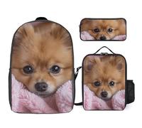 Zaino da 3 pezzi per donne e uomini, leggero, casual, borsa a tracolla, set con borsa termica per il pranzo e astuccio organizer sdraiati sulla coperta