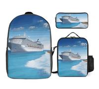 Zaino da 3 pezzi per donne e uomini, leggero, casual, borsa a tracolla, set con borsa termica per il pranzo e astuccio organizer per navi da crociera in riva al mare