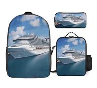 Zaino da 3 pezzi per donne e uomini, leggero, casual, borsa a tracolla, set con borsa termica per il pranzo e astuccio organizer per navi da crociera
