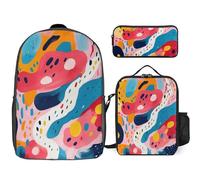 Zaino da 3 pezzi per donne e uomini, leggero, casual, borsa a tracolla, set con borsa termica per il pranzo e astuccio organizer semplici forme naturali