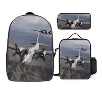 Zaino da 3 pezzi per donne e uomini, leggero, casual, borsa a tracolla, set con borsa termica per il pranzo e astuccio, organizer per aereo dell'esercito americano