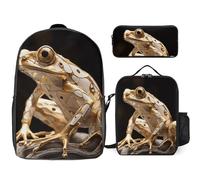 Zaino da 3 pezzi per donne e uomini, leggero, casual, borsa a tracolla, set con borsa termica per il pranzo e astuccio organizer per l'industria pesante rana