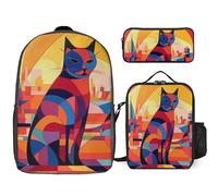 Zaino da 3 pezzi per donne e uomini, leggero, casual, borsa a tracolla, set con borsa termica per il pranzo e astuccio, organizer per disegnare animali