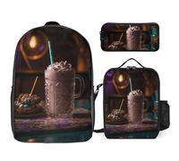 Zaino da 3 pezzi per donne e uomini, leggero, casual, borsa a tracolla, set con borsa termica per il pranzo e astuccio organizer C'è Candy in The Milkshake