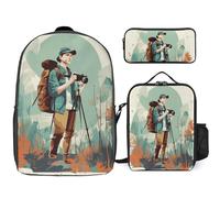 Zaino da 3 pezzi per donne e uomini, leggero, casual, borsa a tracolla, set con borsa termica per il pranzo e astuccio organizer da uomo alla moda