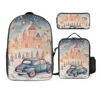 Zaino da 3 pezzi per donne e uomini, leggero, casual, borsa a tracolla, set con borsa termica per il pranzo e astuccio organizer per auto in piccole città