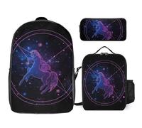Zaino da 3 pezzi per donne e uomini, leggero, casual, borsa a tracolla, set con borsa termica per il pranzo e astuccio organizer Sagittario