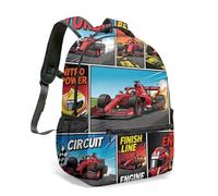 Zaino da 40,6 cm per bambini e ragazzi, stampa su tutta la superficie, Turbo Racer, borsa da scuola con disegno di circuito e grafica, 02, L, Casual