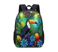 Zaino da 43 cm con papillon rosso vibrante tucano tropicale borsa per computer portatile borsa per laptop con motivo floreale esotico, 02, L, Minimalista