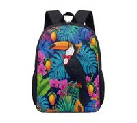 Zaino da 43 cm con papillon rosso vibrante tucano tropicale borsa per computer portatile borsa per laptop con motivo floreale esotico, 01, L, Minimalista