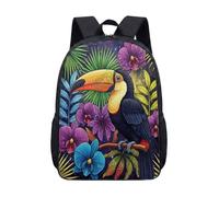 Zaino da 43 cm con papillon rosso vibrante tucano tropicale borsa per computer portatile borsa per laptop con motivo floreale esotico, 06, L, Minimalista