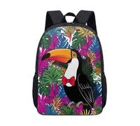Zaino da 43 cm con papillon rosso vibrante tucano tropicale borsa per computer portatile borsa per laptop con motivo floreale esotico, 05, L, Minimalista