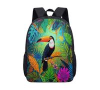 Zaino da 43 cm con papillon rosso vibrante tucano tropicale borsa per computer portatile borsa per laptop con motivo floreale esotico, 03, L, Minimalista