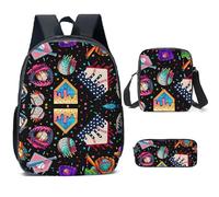 Zaino da baseball Drop Ice 17 zaino per la scuola, borsa a tracolla, set di 3 pezzi, grande capacità, leggero, zaino per il tempo libero, per ragazze, adolescenti, tempo libero, Nero , A, Zaino
