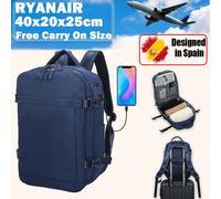 Zaino da cabina Ryanair 40x20x25cm (20L) | Zaino da viaggio resistente all'acqua adatto per laptop da 14", passaggio cavi | Bagaglio a mano durevole | Multiuso | Nero/Blu Marino/Rosa/Beige/Viola ✅Mate