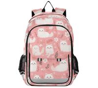 zaino da campeggio per bambini 8-12: borse leggere libri per adolescenti in colori assortiti - Peach Cute White Cats Spring