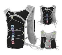 Zaino da corsa per l'idratazione, leggero, da donna, compatibile con sacca d'acqua da 1,5 l, funzionale e riflettente, per ciclismo, escursionismo, maratona (colore nero, taglia unica)