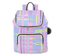 Zaino da donna a quadri rosa, bianco, blu, verde, viola, alla moda, leggero, borsa da viaggio da donna, borsa a tracolla per lavoro, sport, viaggi