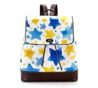 Zaino da donna, alla moda, con paesaggio ad acquerello, in finta pelle, con patta e tracolla, borsa da viaggio per scuola e università, Multicolore 03, 27x12.3x32cm