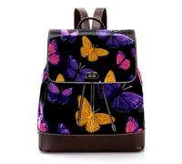 Zaino da donna, alla moda, con paesaggio ad acquerello, in finta pelle, con patta e tracolla, borsa da viaggio per scuola e università, Multicolore 09, 27x12.3x32cm