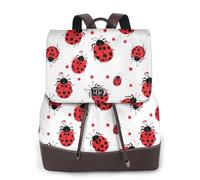 Zaino da donna con coccinella a sette puntini, da viaggio, alla moda, casual, con stampa, in pelle