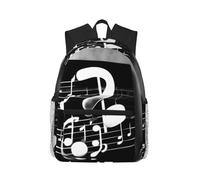 Zaino da donna con note musicali nero bianco per uomo zaino per computer portatile zaino per computer zaino casual borsa da viaggio nero taglia unica nero One Size, Nero , taglia unica