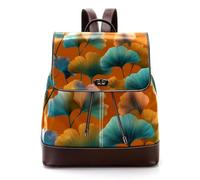 Zaino da donna con patta verde e farfalle colorate tra rami floreali in pelle PU, zaino da lavoro da viaggio per donne e ragazze, Multicolore 04, 27x12.3x32cm