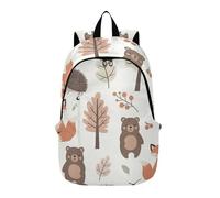 Zaino da donna con simpatici animali del bosco, orsi e volpi, per ragazze, leggero, casual