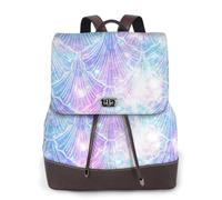Zaino da donna con stampa a squame di sirena, impermeabile, antifurto, leggero, in pelle PU, alla moda, in nylon, borsa a tracolla per scuola e viaggio, Nero , Taglia unica