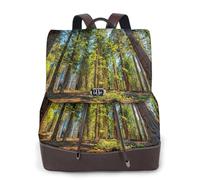 Zaino da donna con stampa di cedro naturale, impermeabile, antifurto, leggero, in pelle PU, alla moda, in nylon, borsa a tracolla per scuola e viaggio, Nero , Taglia unica