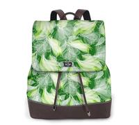 Zaino da donna con stampa di texture vegetale, impermeabile, antifurto, leggero, in pelle PU, alla moda, in nylon, borsa a tracolla per la scuola, zaino da viaggio, Nero , Taglia unica