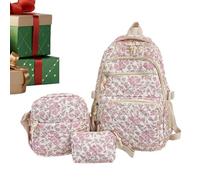 Zaino da donna con stampa floreale e borsa a tracolla, rosa, Fare riferimento alla descrizione, Unisex