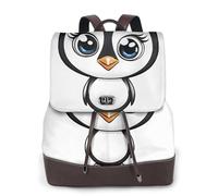 Zaino da donna con stampa I Love Penguins, impermeabile, antifurto, leggero, in pelle PU, alla moda, in nylon, borsa a tracolla per scuola e viaggio, Nero , Taglia unica