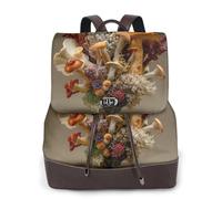 Zaino da donna in pelle con stampa di funghi commestibili, borsa da viaggio versatile per lavoro e tempo libero, taglia unica