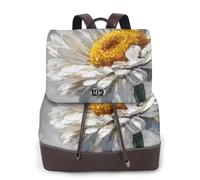 Zaino da donna in pelle con stampa di margherite francesi, borsa da viaggio versatile per lavoro e tempo libero, taglia unica