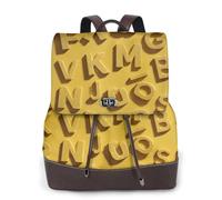 Zaino da donna in pelle con stampa di molte lettere, borsa da viaggio versatile per lavoro e tempo libero, taglia unica