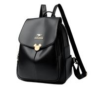 Zaino da donna in pelle nera, elegante zaino urbano in ecopelle