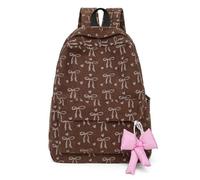 Zaino da donna in velluto a coste con fiocco, per studenti di moda, tracolla regolabile, bookbag scolastico casual con cerniera per viaggi, scuola, lavoro, uso quotidiano all'aperto (marrone)