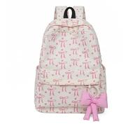 Zaino da donna in velluto a coste con fiocco, per studenti di moda, tracolla regolabile, bookbag scolastico casual con cerniera per viaggi, scuola, lavoro, uso quotidiano all'aperto (Bianco)