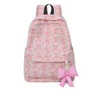 Zaino da donna in velluto a coste con fiocco, per studenti di moda, tracolla regolabile, bookbag scolastico casual con cerniera per viaggi, scuola, lavoro, uso quotidiano all'aperto (rosa)