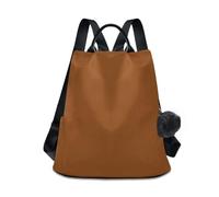 Zaino da donna marrone, borsa da viaggio stampata alla moda, design con tasca posteriore con cerniera per l'uso quotidiano