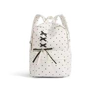 Zaino da donna per studenti, zaino per computer portatile di grande capacità, stampa a pois, borsa da scuola casual per la scuola, campeggio all'aperto, borsa da picnic, bianco, 290.00x400.00x50.00mm