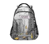 Zaino da donna personalizzato con taxi New York, borsa per libri scolastici, per adolescenti, ragazzi, ragazze, bambini, pittura a olio, personalizzazione, per viaggi, campeggio, palestra,