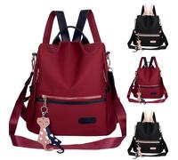 Zaino da donna piccolo alla moda con ciondolo a forma di gattino, cerniera, borsa scolastica con tracolla removibile, zaino da viaggio, borsa a